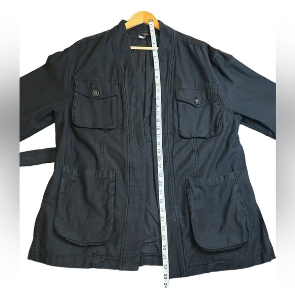 {EUC Free People In Our Nature Washed Black Tie Waist Cargo Jacket Medium} - Picture 13 of 13